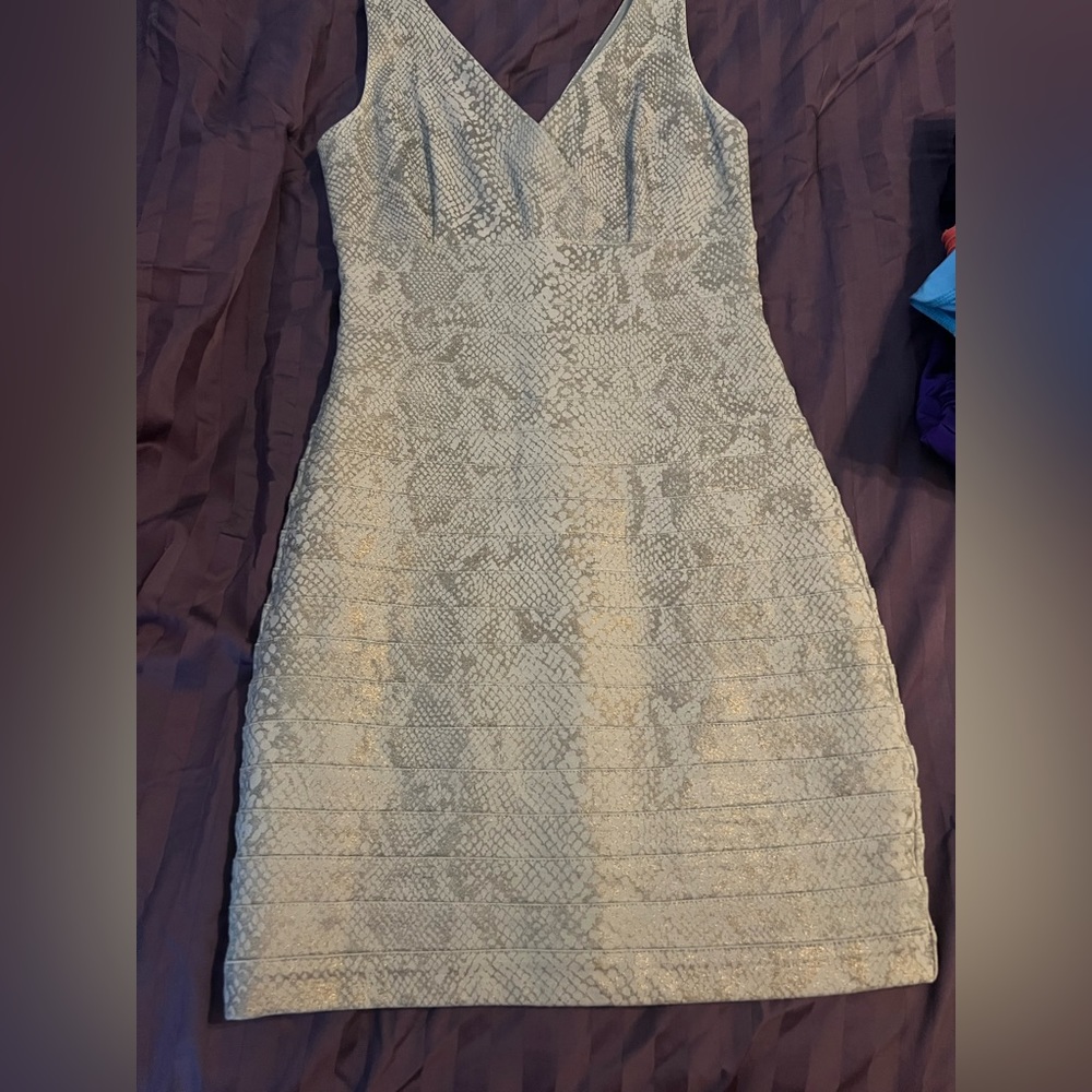 Grey/gold snake print dress